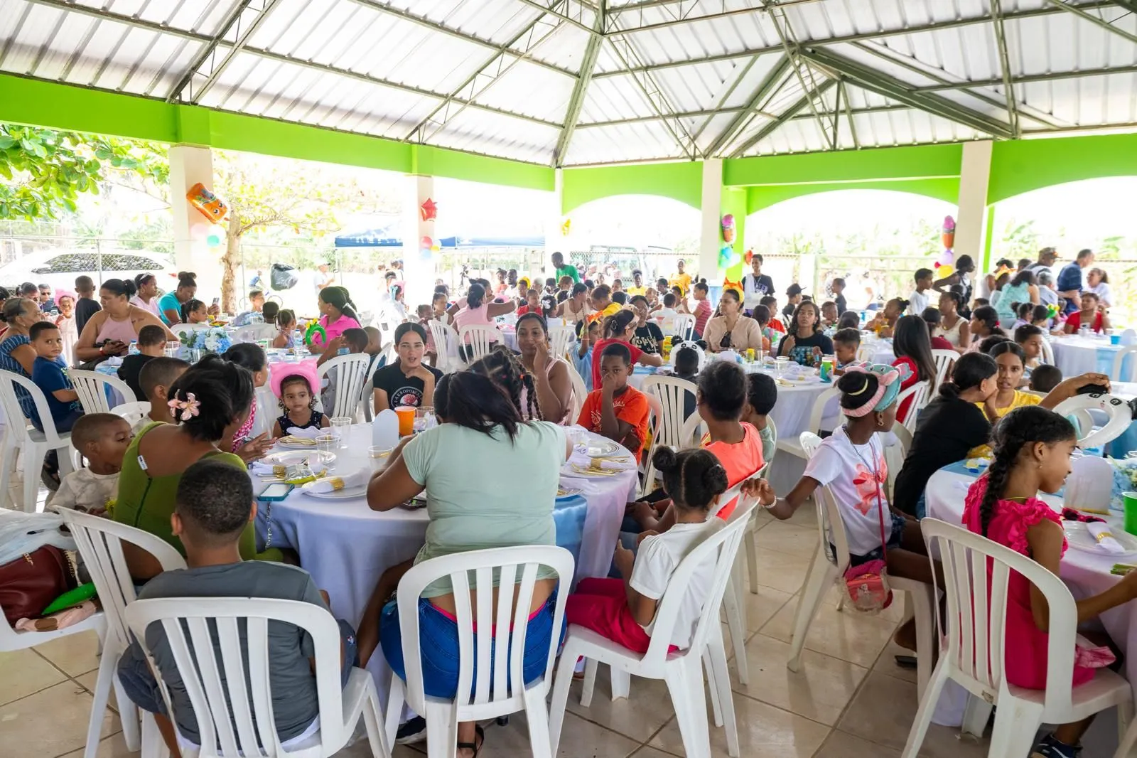 Children and parents sharing the meal